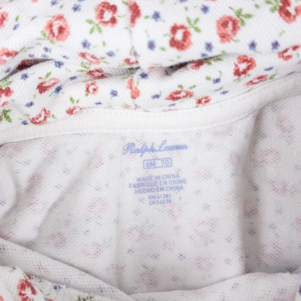Ralph Lauren Baby‎ 6m Cotton Floral Print Long Sleeve Shirt Pullover Logo